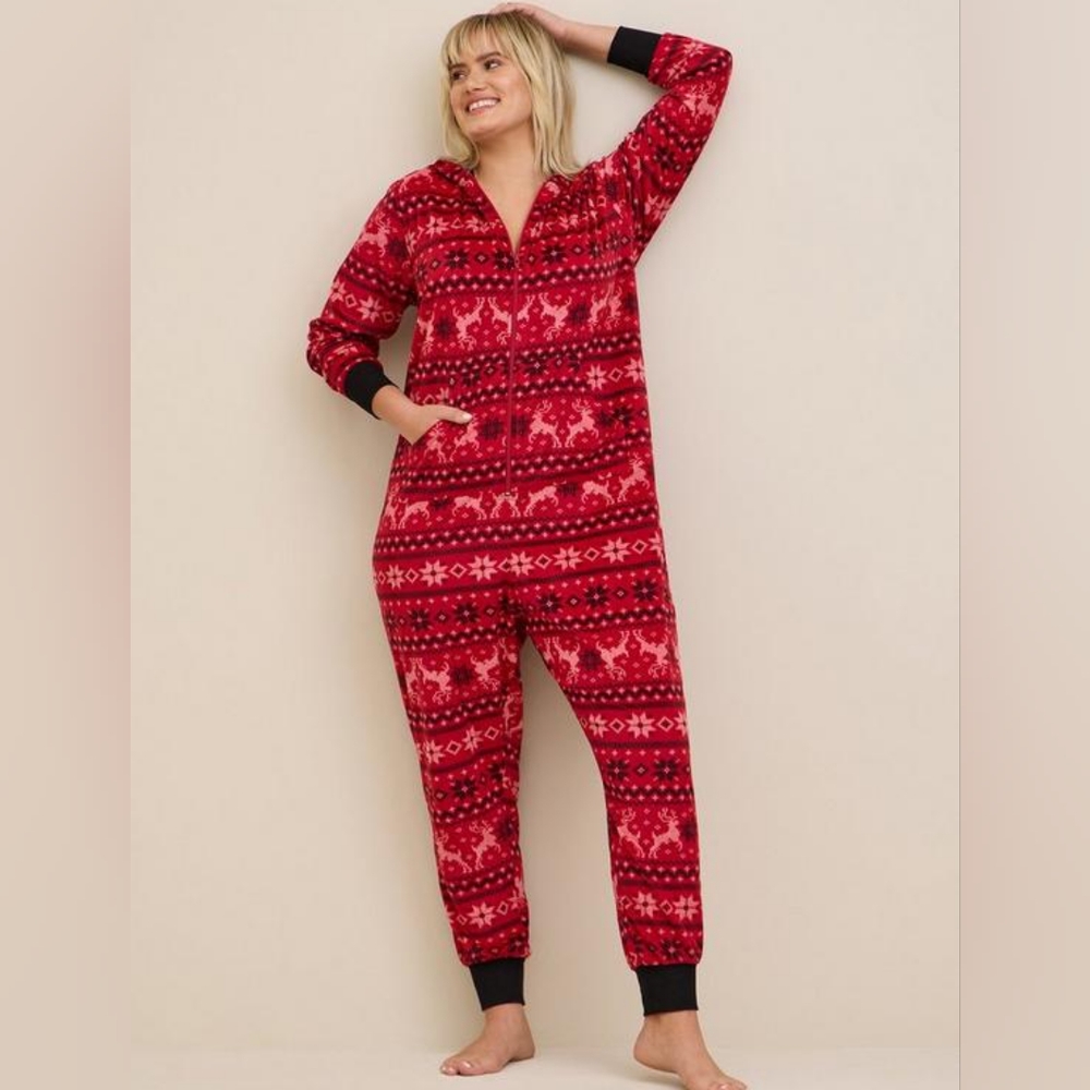 Torrid Fleece Full Length Lounge Holiday Onsie 1X/2X